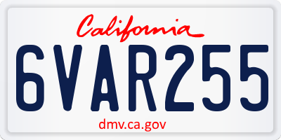 CA license plate 6VAR255