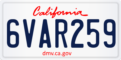 CA license plate 6VAR259