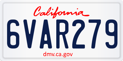 CA license plate 6VAR279