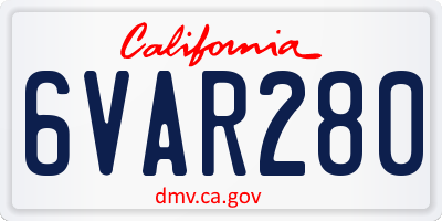CA license plate 6VAR280