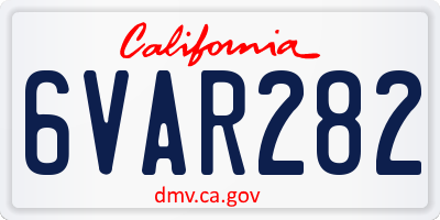 CA license plate 6VAR282
