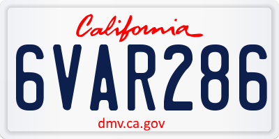 CA license plate 6VAR286