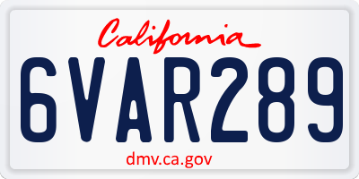CA license plate 6VAR289