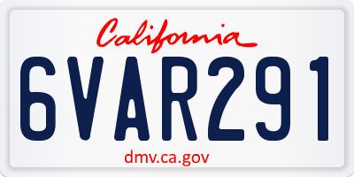 CA license plate 6VAR291