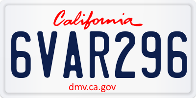 CA license plate 6VAR296