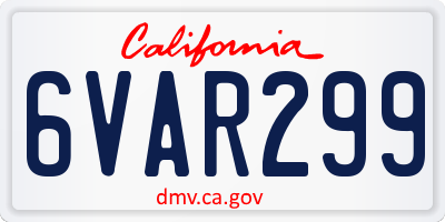 CA license plate 6VAR299