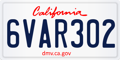CA license plate 6VAR302