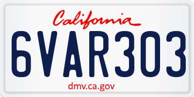 CA license plate 6VAR303