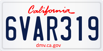 CA license plate 6VAR319