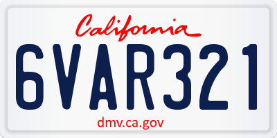 CA license plate 6VAR321