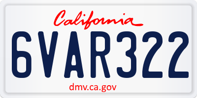 CA license plate 6VAR322