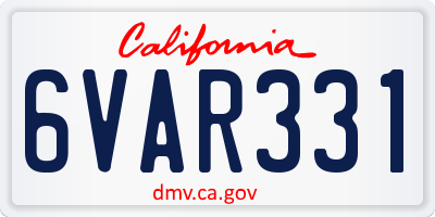 CA license plate 6VAR331