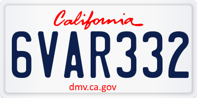 CA license plate 6VAR332