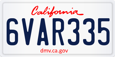 CA license plate 6VAR335