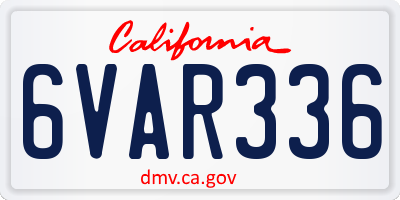 CA license plate 6VAR336