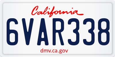 CA license plate 6VAR338