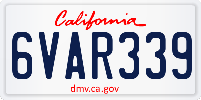 CA license plate 6VAR339