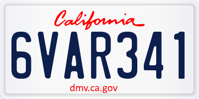 CA license plate 6VAR341