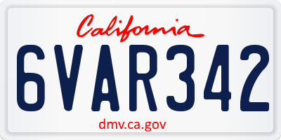 CA license plate 6VAR342