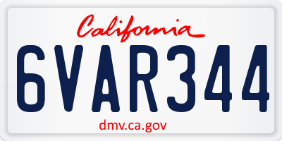 CA license plate 6VAR344