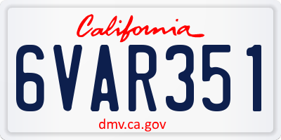 CA license plate 6VAR351