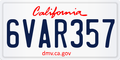 CA license plate 6VAR357