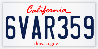 CA license plate 6VAR359