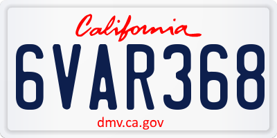 CA license plate 6VAR368