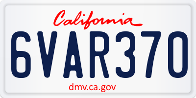 CA license plate 6VAR370