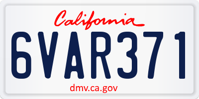 CA license plate 6VAR371