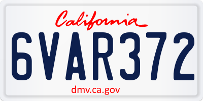 CA license plate 6VAR372