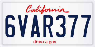 CA license plate 6VAR377