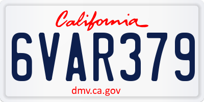CA license plate 6VAR379