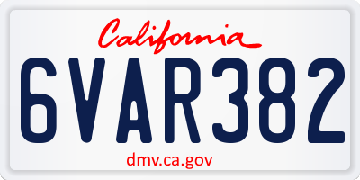 CA license plate 6VAR382