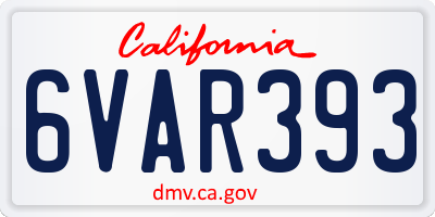 CA license plate 6VAR393
