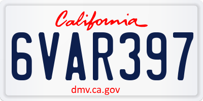 CA license plate 6VAR397