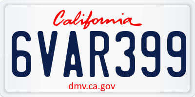 CA license plate 6VAR399