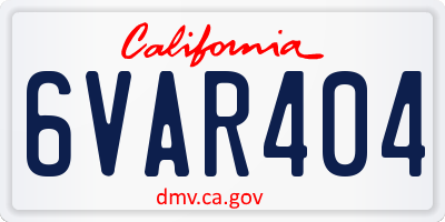 CA license plate 6VAR404