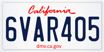 CA license plate 6VAR405
