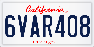 CA license plate 6VAR408