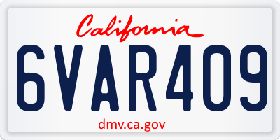 CA license plate 6VAR409