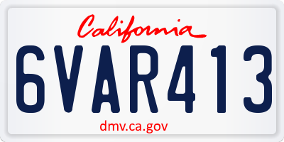 CA license plate 6VAR413