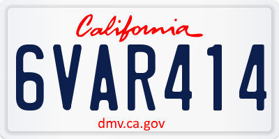 CA license plate 6VAR414