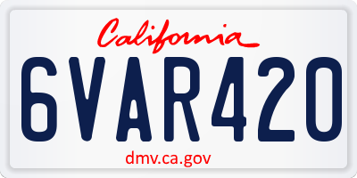 CA license plate 6VAR420