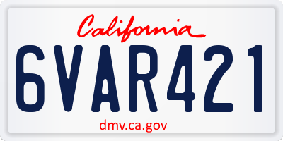 CA license plate 6VAR421