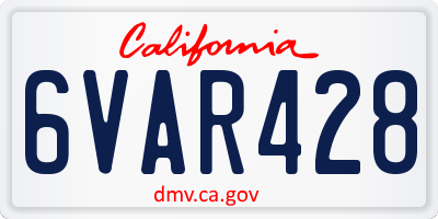 CA license plate 6VAR428