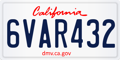 CA license plate 6VAR432