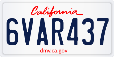 CA license plate 6VAR437