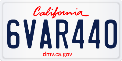 CA license plate 6VAR440