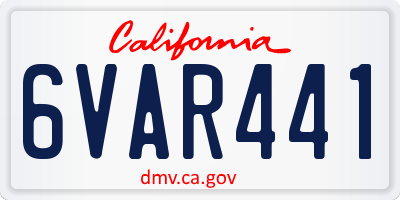 CA license plate 6VAR441